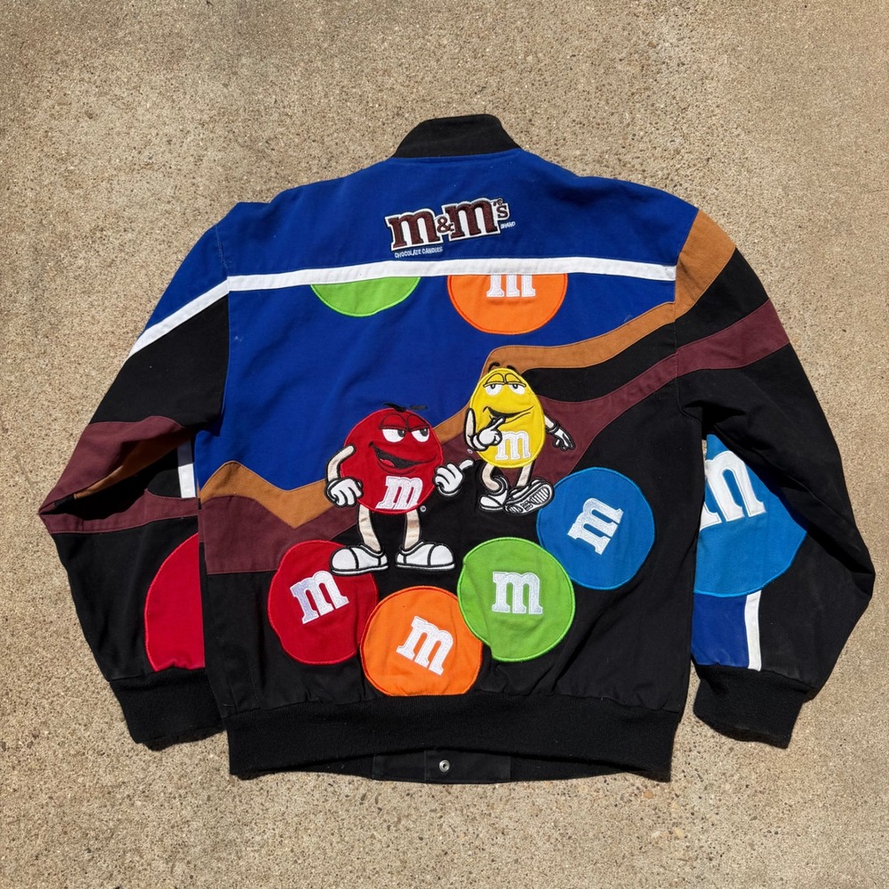 Vintage JH Design M&M's Racing Jacket Large Full Graphic Candy Promo NASCAR S - Picture 2 of 6